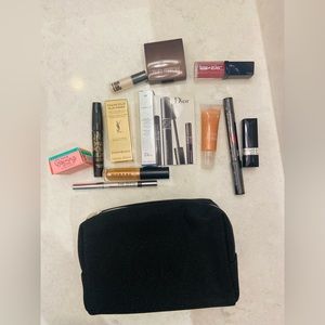 NEW NAME BRAND MAKEUP SAMPLES WITH BLACK DIOR ZIP BAG